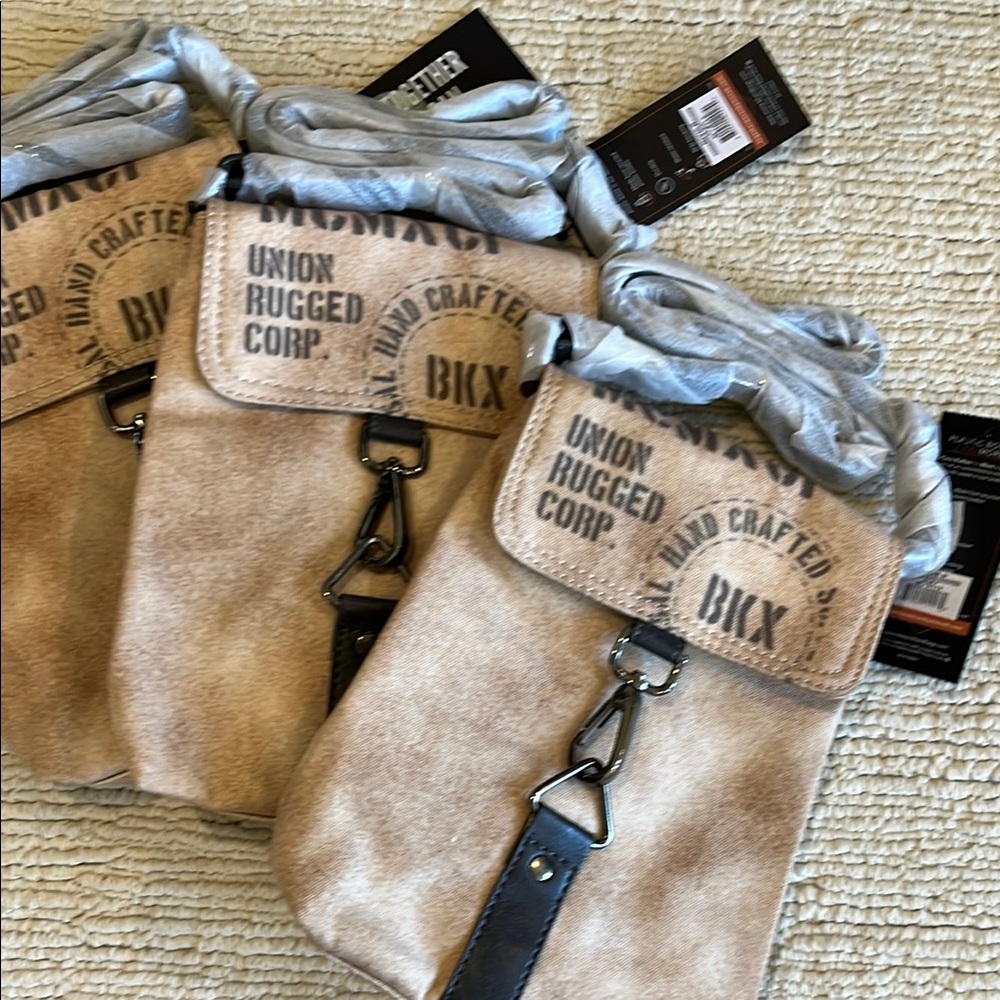 Tan and Gray Crossbody Bag